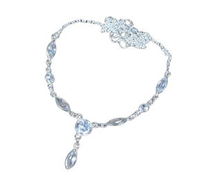 Topaze bleue 925 argent Sterling à facettes pierre précieuse naturelle Designer chaîne collier Marquise collier bijoux faits à la main cadeau pour elle - Product Image 1
