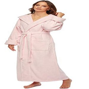 Otoño Invierno batas de baño largas y cálidas para mujer lindo grueso Coral terciopelo ropa de casa ropa de dormir larga con capucha señoras Loungwear - Product Image 5