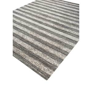 Alfombra Contour Green Clásica a Rayas de Lana y Viscosa Tejida a Mano de 10 mm, Rectángulo Grande para Sala de Estar, Pasillo, para Adolescentes - Hwv-51027 - Product Image 2