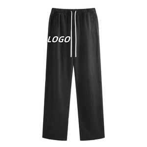 Casual Baggy Plain Unisex Jogger Pant Streetwear de gran tamaño French Terry pierna ancha peso pesado 100% pantalones de chándal de algodón para hombres - Product Image 5