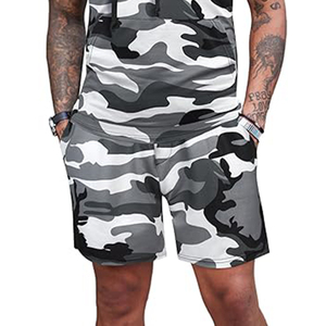 2025 nuevo chándal atlético de camuflaje transpirable de secado rápido de alta calidad, pantalones cortos deportivos informales de manga corta con capucha, pantalones cortos activos - Product Image 6