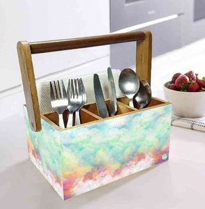 Top Selling Wooden 4 Compartment Rectangle Shape Caddy With Handle For Organizing Accessories - Product Image 4