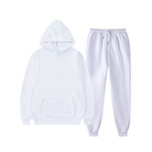 Conjuntos de Sudadera con capucha para hombre de poliéster 100% al por mayor, conjunto de Sudadera con capucha y pantalones de chándal en blanco personalizados para hombre - Product Image 3