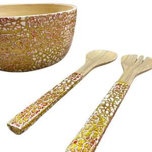 Vente en gros d'ustensiles de cuisine de style boho bol de vadrouille en bambou décoratif bol à salade incrusté poli avec des prix bon marché du Vietnam - Product Image 4