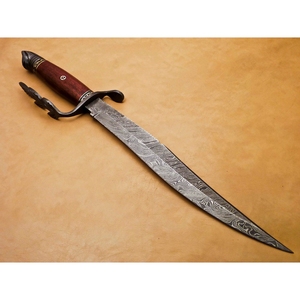 Espada de doble filo de acero de Damasco hecha a mano barata, espada de hoja fija hecha a mano personalizada de buena calidad - Product Image 4