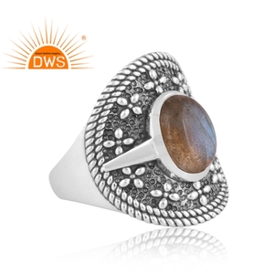 Best Selling Oxidized Sterling <b>Silver</b> Natural Labradorite Gemstone <b>Statement</b> <b>Ring</b> Custom Jewelry Manufacturer - Product Image 3