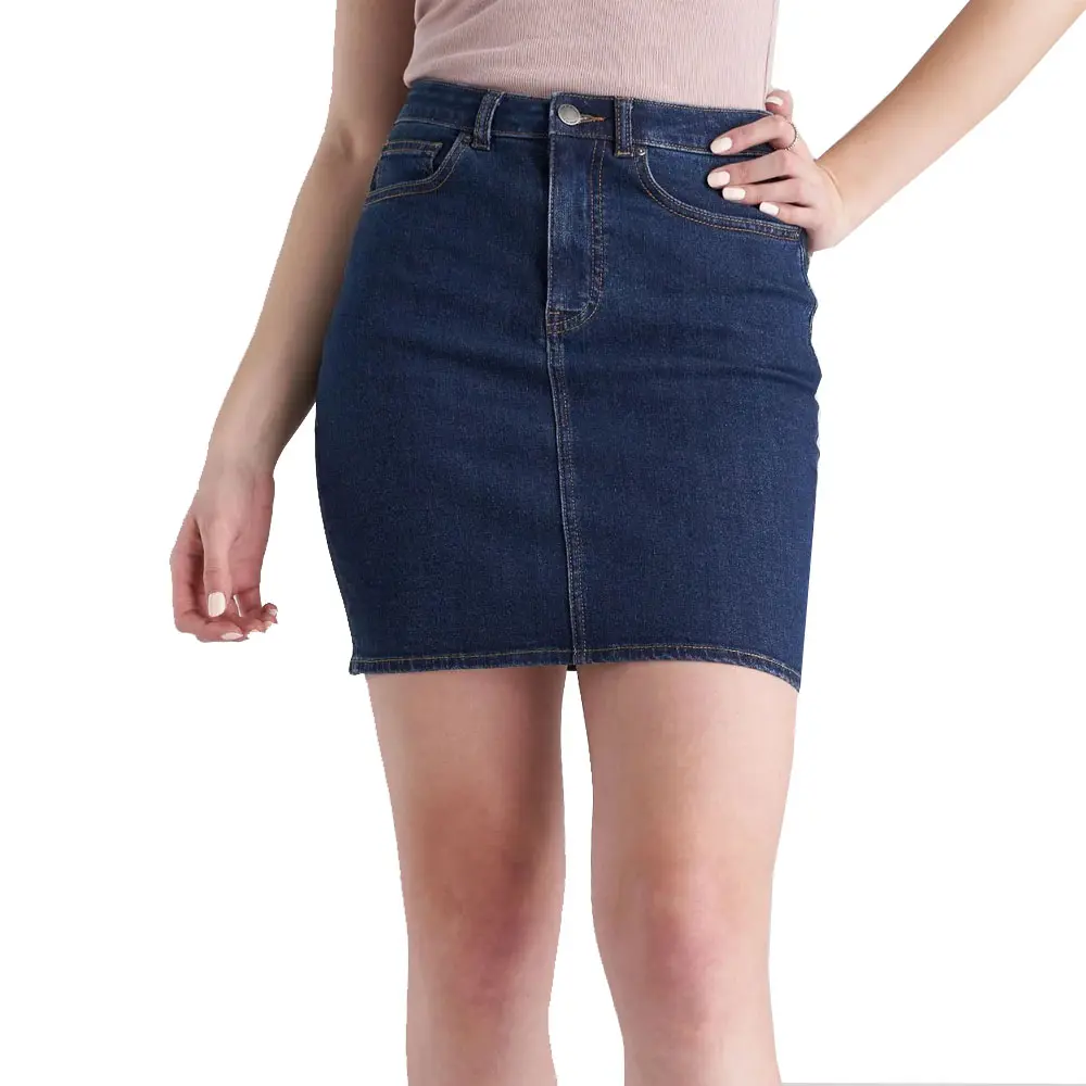 カジュアルウェアボタンカスタムロゴ女性ショートデニムスカート/高品質の新しいファッションスタイルの女性のスカート2024