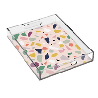 Plateau de rangement transparent plateau acrylique empilable avec insert en papier personnalisé pour la maison Restaurant Bar hôtel mariage