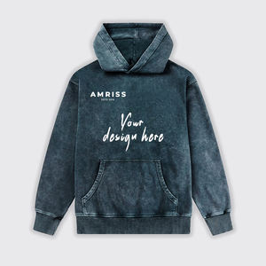 Amriss Sweat à capuche en molleton délavé pour homme, style streetwear urbain, coupe personnalisée, ample, fournisseur en gros - Product Image 1