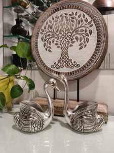 Golden <b>Brass</b> Art Deco Pair Swans Sculpture <b>Candle</b> <b>Holder</b> Eco-Friendly Durable for Anniversary/Christmas Home Decor Tabletop Use - Product Image 3