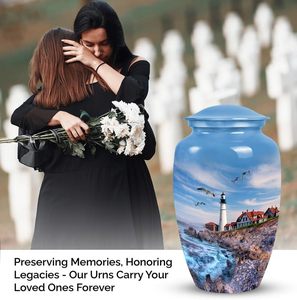 Maison lumineuse sur le rivage urne pour cendres maman et papa urne de crémation cendres adultes urnes funéraires pour hommes et femmes taille personnalisée décorative funéraire - Product Image 2