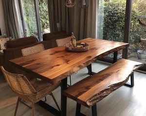 Modern Rustic <b>Wood</b> <b>Table</b> Handmade Solid <b>Wood</b> <b>Dining</b> Furniture for Country Home Decor Wooden Farmhouse Kitchen <b>Table</b> for Kitchen - Product Image 4