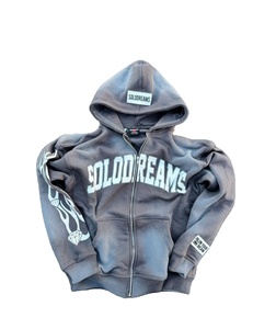 Customized Logo Acid Wash 100% Cotton French Terry Breathable Winter Men's Zipper Hoodies Shorts 2-Piece Sweatsuit <b>Set</b> High - Product Image 5