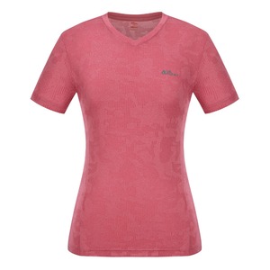 T-shirt jacquard cool à col en V pour femme REWFTSM19750 - Product Image 1