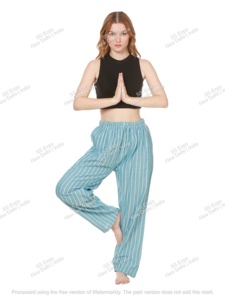 Pijama de rayas de algodón cómodo de diseñador para mujer, ropa de Salón Azul y verde, uso diario, ropa para el hogar, estilo Sexy, verano, otoño y primavera - Product Image 2