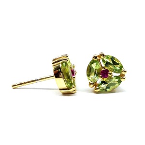 Pendientes de plata de ley 925 con gemas de peridoto para mujer, pendientes de moda chapados en oro - Product Image 3