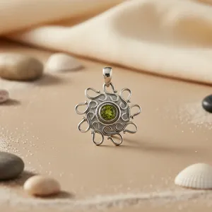 Art Palace 925 Silver Jade <b>Pendant</b> Flower Design Bezel Setting Vintage Bohemia Style Unisex Jewelry Third Party Certified for - Product Image 3