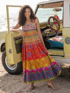 Vestido bohemio de playa de verano rayón viscosa para mujer, ropa de moda con estampado de flores, ropa larga Maxi, vestido informal floral bohemio para mujer - Product Image 3