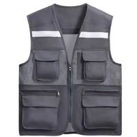 Chaleco de Seguridad Reflectante de Alta Visibilidad Naranja, Ropa Exterior de Seguridad, Antiarrugas, con Múltiples Bolsillos