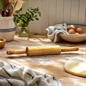 Mango Wood <b>Rolling</b> <b>Pin</b> Round Eco-Friendly Dishwasher Safe Kitchen Utensil Minimalist Design for Baking and Dough Preparation - Product Image 1