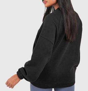 Sudadera con capucha transpirable de manga larga profesional a precio de fábrica para mujer nuevo estilo 100% algodón polar sólido Rhinestone personalizable - Product Image 5