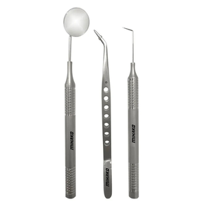 High Quality 3 Pcs Dental Examination Kit Stainless Steel Dental Probe, <b>Mouth</b> Mirror Dentist Tool Set for Oral Care & Clinic Use - Product Image 2
