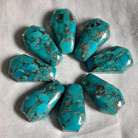 Turquoise bleue naturelle en cuivre, polie et lisse, forme cercueil, pour la fabrication de bijoux, certifiée par un tiers, à changement de couleur
