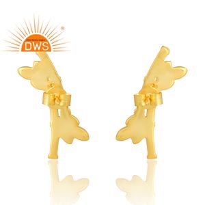 Boucles d'oreilles en argent sterling 18 carats plaqué or avec design fait à la main Demi Fine Jewelry For Women Gift For Her - Product Image 2