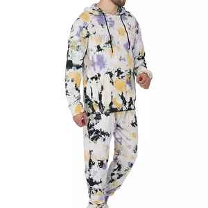 Marque lourde hommes cravate teinture survêtement en gros coton vêtements de rue multicolore respirant coupe régulière coton survêtement pour hommes - Product Image 4