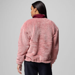 Veste zippée en polaire rose pour femmes Douce en sherpa Manches longues Vêtement d'extérieur chaud Col montant Léger Confortable Thermique Automne Hiver Veste décontractée - Product Image 6