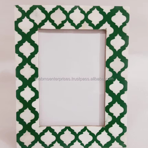 L'un des cadres photo à motif chevron blanc et ivoire incrusté d'os les plus populaires pour le bureau à domicile et la ferme, cadre en os de buffle - Product Image 3