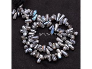 Perles Briolette en forme de larme à facettes en Labradorite revêtue d'argent pour la fabrication de colliers et de bracelets de bijoux en pierre tombante - Product Image 3