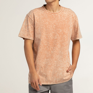 Camiseta con estampado de lavado ácido de 100% algodón para hombre, ajuste holgado, liso, de gran tamaño, cuello redondo, alta calidad - Product Image 3