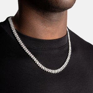 Luxury Iced Out Cluster Diamond Tennis Chain <b>Cross</b> Design Trendy Silver Plated Hip Hop Jewelry for <b>Men</b> Women Party Wear - Product Image 2