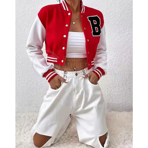 Chaqueta Corta Tipo Letterman de Secado Rápido y Alta Calidad para Mujer, Diseño Personalizado, Ropa Urbana, Chaquetas Cortas Tipo Letterman para Mujer - Product Image 3