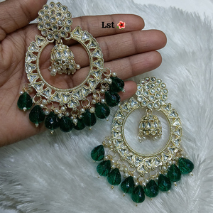 ต่างหูห้อยหิน kundan ประดับลูกปัดที่ประณีตแบบดั้งเดิมเครื่องประดับชาติพันธุ์อินเดียสำหรับงานเทศกาล - Product Image 4