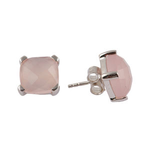 Boucles d'oreilles classiques au design simple, en argent sterling 925, pierre précieuse chalcédoine, boucles d'oreilles à clous, mode, fêtes, cadeau, fabrication de boucles d'oreilles - Product Image 2