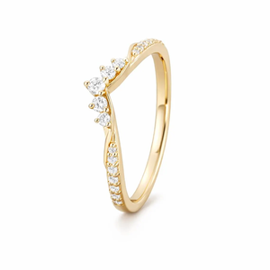 Anillo de Boda Moderno Curvo con Diseño Chevron, Anillo Apilable en Oro de 14K con Diamantes de Laboratorio, Anillo de Eternidad a Juego para Novia, Anillo de Aniversario en Forma de V - Product Image 3