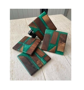 Sous-verres en bois d'acacia et en résine époxy de style vintage Design classique de haute qualité pour le thé/café pour les ustensiles de cuisine de table - Product Image 2