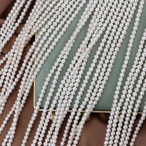 Perles d'eau douce de qualité supérieure 3,5-4 mm, perles blanches en vrac, fabrication de bijoux, matériau naturel authentique, certifié par une tierce partie - Product Image 1