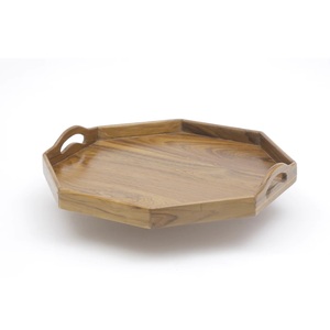 Plateau de service de vaisselle en bois avec poignée rectangulaire plateau en bois d'acacia fait à la main et plateau de petit déjeuner pour la maison et l'hôtel - Product Image 2
