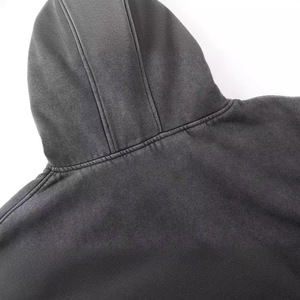 Sweat à capuche zippé intégral pour homme, délavé à l'acide, avec poche vintage à trous pour les yeux, design vintage lourd, sweat à capuche masquant le visage pour homme - Product Image 2