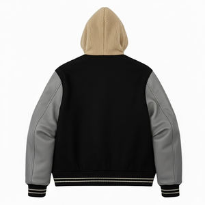 Chaquetas Varsity con Capucha de la Mejor Calidad con su Propio Logotipo, Ropa Urbana Personalizada, Chaqueta Varsity para Hombre con Contraste de Color - Product Image 2