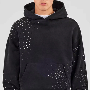 Ventes en gros de sweats à capuche thermiques pour hommes, nouveaux et élégants, avec fermeture éclair intégrale et capuche surdimensionnée, logo en strass pour l'hiver - Product Image 3