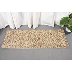 Classic Beige Brown 1.6 X 4.9ft Handmade Wool Fur Turkish <b>Rug</b> Rectangular Patchwork Design for Living Room <b>Bedroom</b> Hallway Latex - Product Image 5