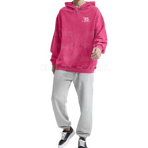 เสื้อมีฮู้ดผ้าฝ้ายผสมสำหรับผู้ชายดีไซน์ล้างกรดมีฮู้ดปรับได้ดูวินเทจ - Product Image 6