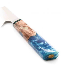 Mango de cuchillo a escala de madera y resina de las mejores tendencias, Escala de mango de cuchillo azul de resina, fabricación de artesanías de la mejor calidad, diseño superior - Product Image 5