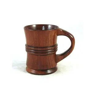 Authentic Wood Bierkrug 360ml Steinzeug Tasse Tee Kaffeetasse mit handgemachter Verwendung für Indien Handwerk Premium Model