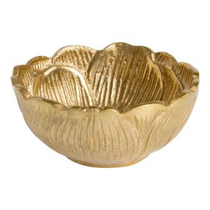 Traditional brass finish metal dates bowl for serving dry fruits <b>sweets</b> and snacks during special occasions - Product Image 1