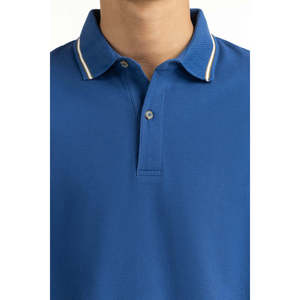 ทรงเข้ารูปสำหรับเสื้อโปโล MN-PSH-SS25-023 สีเข้มอ่อน ผ้าถักย้อมสีพื้น ระบายอากาศได้ดี ความยาวสั้น ตกแต่งด้วยกระดุม ไซส์ XL - Product Image 3